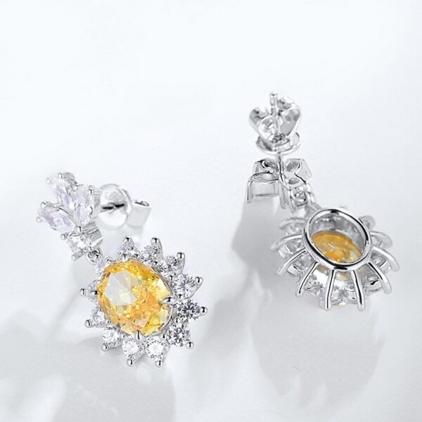 New sweet simple earrings sparkling ice flower cut high carbon diamond egg-shaped S925 silver fashion simple earrings - Image 2