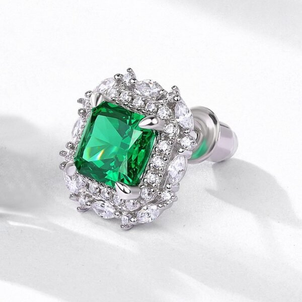 S925 silver ice flower cut high carbon diamond earrings female emerald earrings fashion - Image 2
