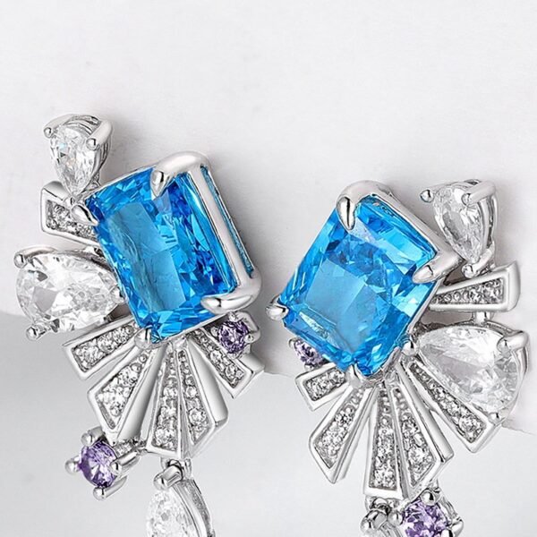 Geometric square diamonds high carbon diamond earrings senior sense S925 sterling silver earrings jitterbugs with the same manufacturers - Image 2