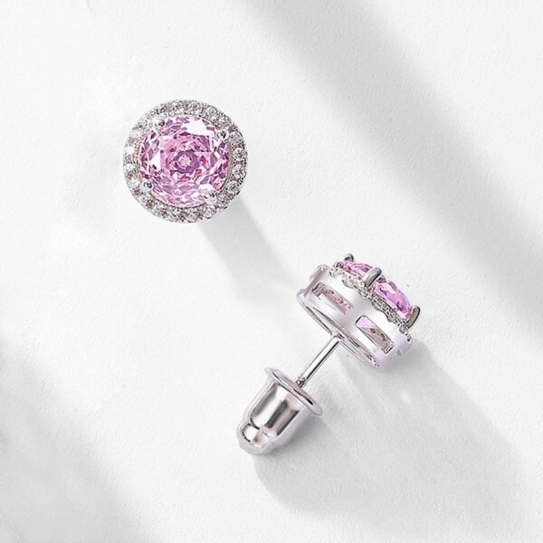Millennium rose cut color zirconium hollow earrings S925 silver sparkling colorful treasure earrings light luxury and hundred - Image 2