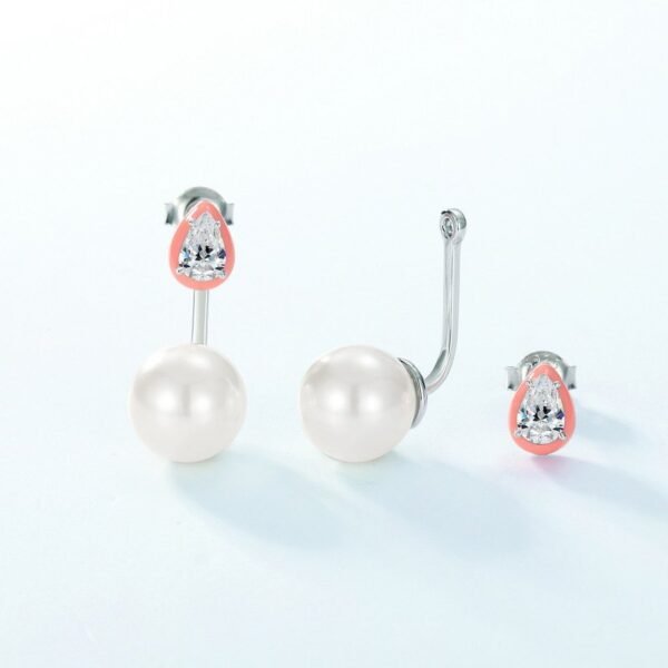 Celebrity pearl earrings S925 silver color zirconium removable two wear earrings light luxury fashion with - Image 2