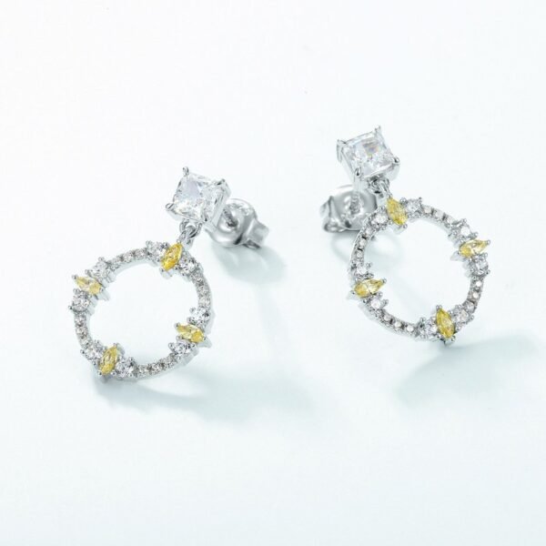 Circle full set colorful earrings female S925 silver ice flower cut high carbon diamond earrings fashion light luxury - Image 2