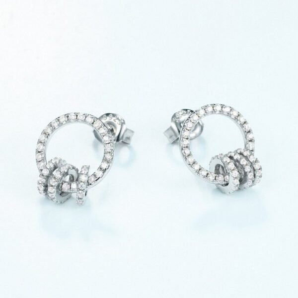 Brilliant 3A Zirconium Earrings S925 Silver Hoop with Diamonds Studs Light Luxury Fashion Premium - Image 2