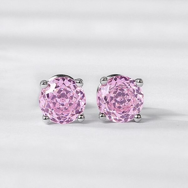 Sparkling rose cut zirconia earrings S925 silver inlaid colorful treasure fashion earrings simple flowers - Image 2