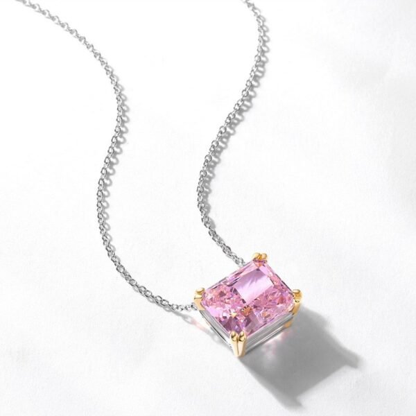 Autumn and winter exaggerated personality pink high carbon diamond necklace advanced sense of niche jewelry jitterbug live - Image 2