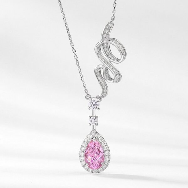 New S925 silver pendant female ice flower cut high carbon diamond teardrop necklace fashion style - Image 2