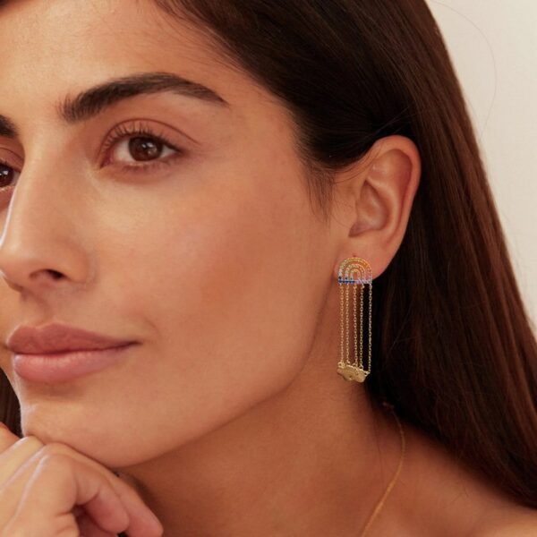 Explosion tassel long earrings female retro senior sense of simplicity earrings personalized color zirconium light luxury earrings - Image 2