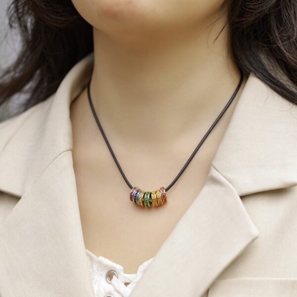 Colorful Zirconia Passepartout Bone Chain S925 Silver Rainbow Circle Transit Necklace Light Luxury Fashion - Image 2