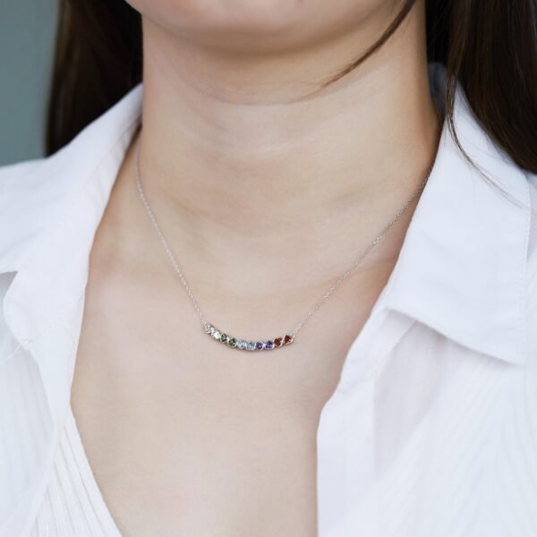 Smile love color zirconia necklace women S925 silver with rainbow zirconia collarbone chain simple light luxury - Image 2