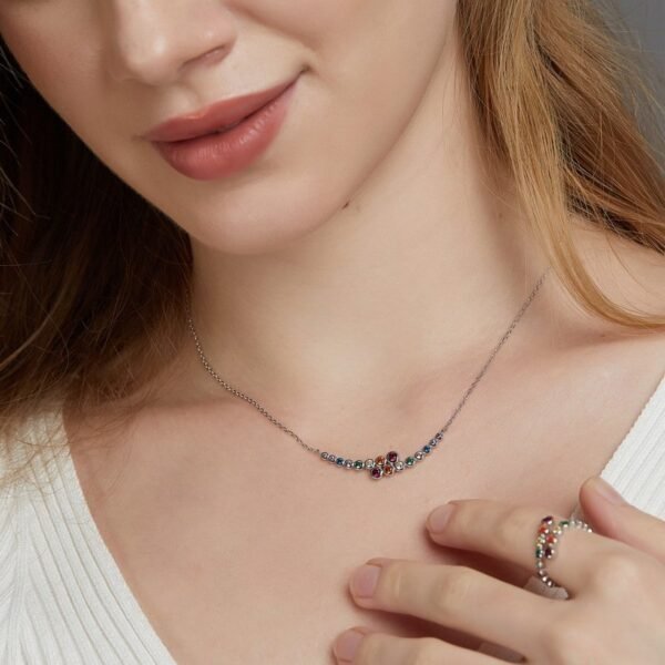 Summer original rainbow bubble necklace S925 silver colorful treasure collarbone chain niche light luxury design sense - Image 2