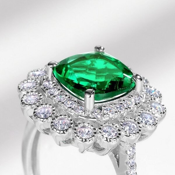 S925 silver ring cultivated emerald ring female vintage simple and versatile - Image 3