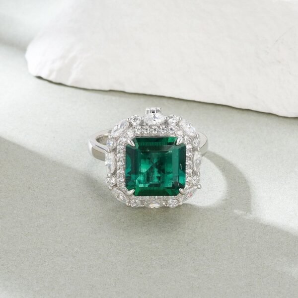 Atmosphere light luxury cultivation emerald ring pendant dual-use models S925 silver cultivation colorful jewelry hand jewelry female - Image 3