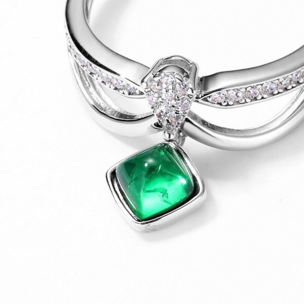 New S925 silver cultivated emerald ring women full of diamonds fashion high sense of jewelry - Image 3