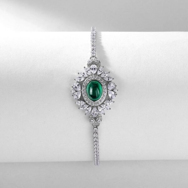Light luxury retro cultivated emerald bracelet women S925 silver inlaid cultivated colorful treasure fashion hand jewelry - Image 3