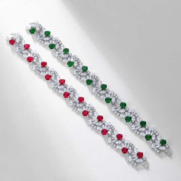 Heavy Cultured Colored Treasure Bracelet Women S925 Silver Set Cultured Cultured Emerald Hand Jewelry Premium Light Luxury - Image 3
