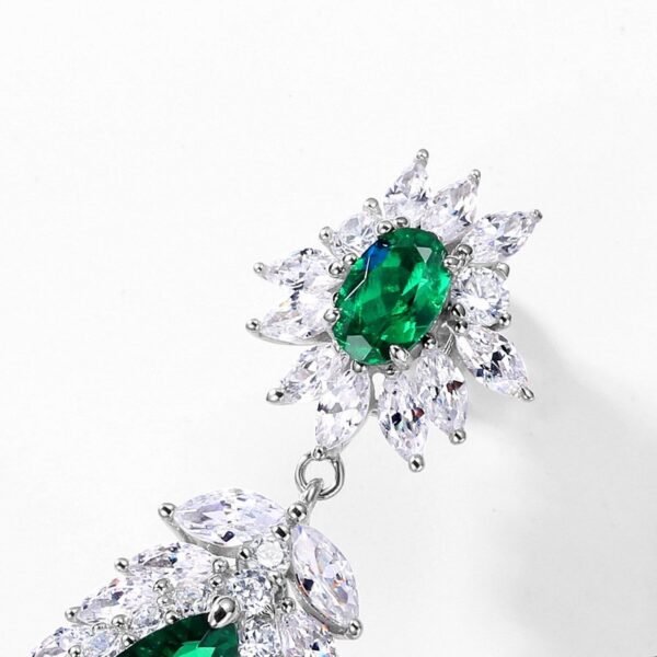 New S925 Silver Cultivated Emerald Earrings Female Vintage Luxury Premium Design Earrings - Image 3
