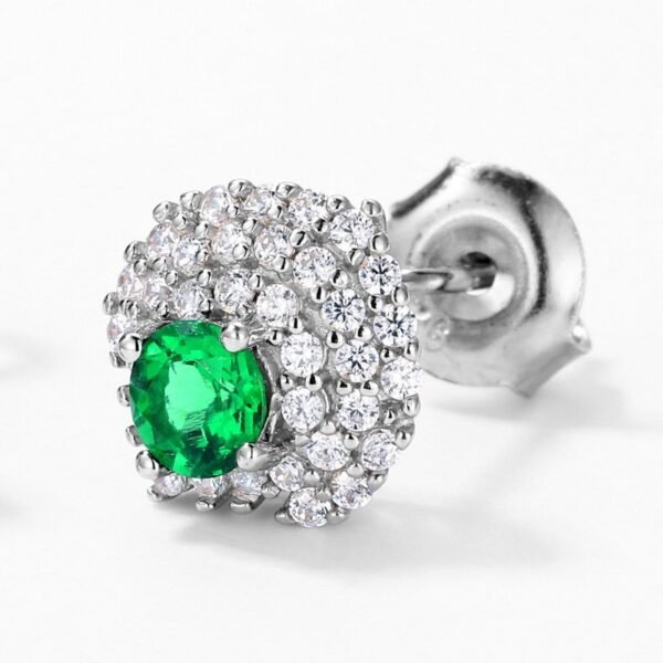 S925 silver earrings cultivated emerald female retro light luxury wind earrings - Image 3