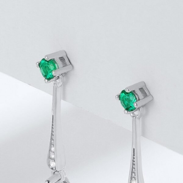 Section fashion ear wire earrings light luxury niche S925 silver cultivated emerald earrings - Image 3