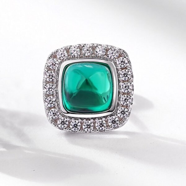 Cultivate emerald earrings female S925 silver Song Huijiao same earrings light luxury simple niche Korean version - Image 3