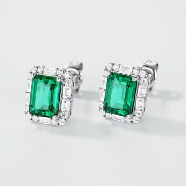 Light luxury cultivation emerald earrings female S925 silver with cultivation colorful earrings customized - Image 3
