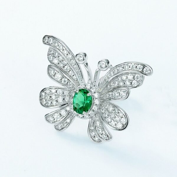 Butterfly personalized earrings S925 silver inlaid with cultivated emerald vintage earrings light luxury and versatile - Image 3