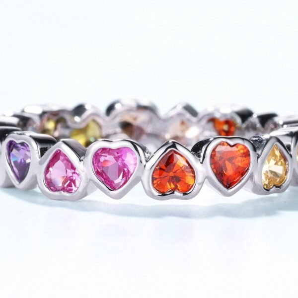 Love color zirconia ring women S925 silver inlaid colorful treasure finger ring wind fashionable and versatile - Image 3