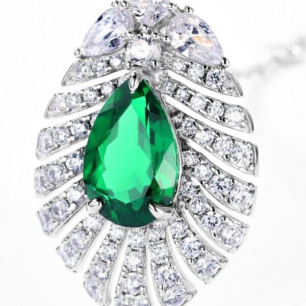 New S925 Silver Cultivated Emerald Pendant Ruby Sapphire Vintage Light Luxury Necklace - Image 3