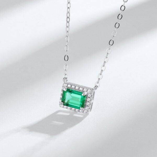 Cultivation emerald pendant S925 silver collarbone necklace hundred fashion necklaces - Image 3