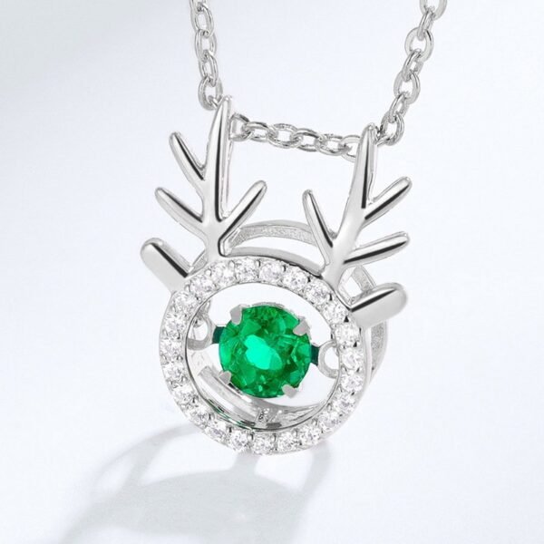 Spiritual Antlers S925 Silver Necklace Cultivated Emerald Gemstone Pendant One Deer Has You Gemstone Necklace - Image 2
