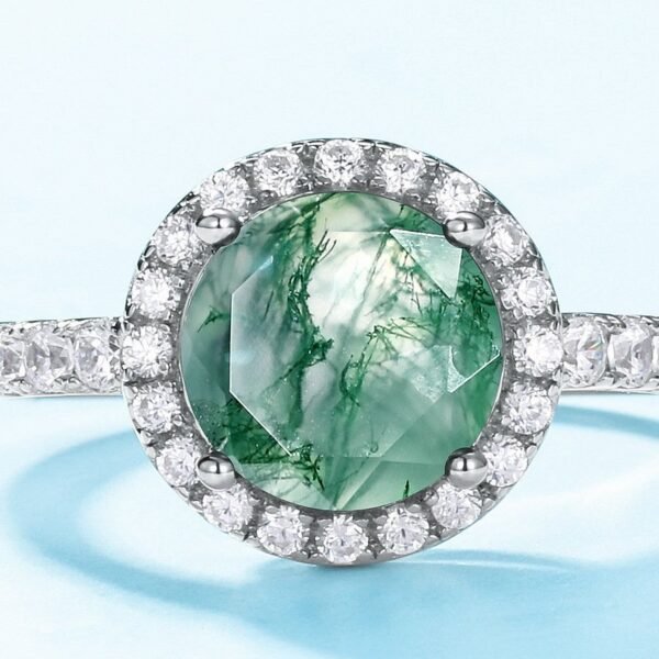Hot pick natural watercress agate ring female S925 silver surrounded by set sparkling colorful treasure finger ring simple and fashionable - Image 3