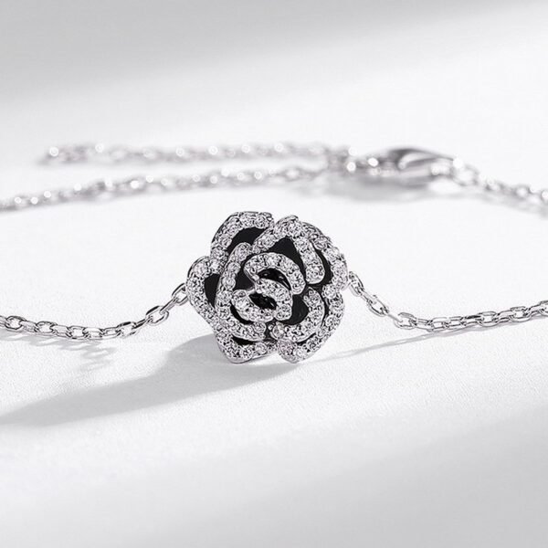 Customized Delicate Rose Bracelet S925 Silver with Zirconia Drip Oil Enamel Flower Hand Jewelry Wind - Image 3