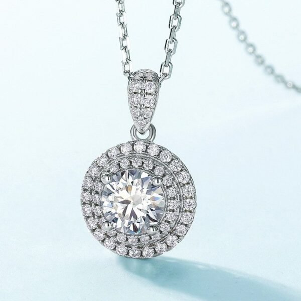 Global Brilliant Moissanite Pendant Necklace S925 Silver Full Set Sparkling Colorful Pendant Light Luxury - Image 3