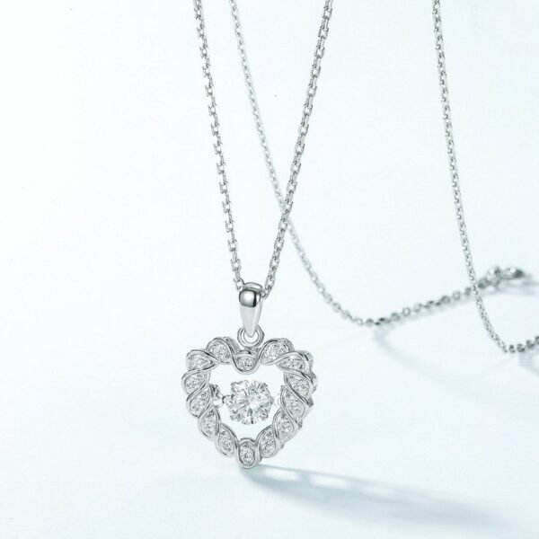 The section of spiritual love love moissan pendant S925 silver inlaid sparkling moissan collarbone pendant light luxury fashion - Image 3