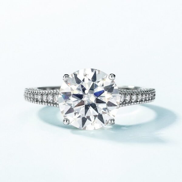 Pave radiant moissanite diamond ring female S925 silver proposal engagement couple ring light luxury atmosphere versatile - Image 3