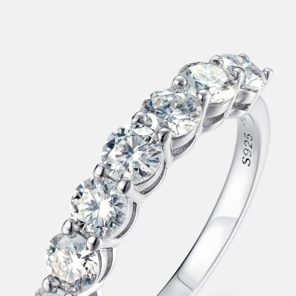 Moissanite pair ring women's single row diamond ring S925 silver inlaid colorful treasure stacking finger ring simple - Image 3