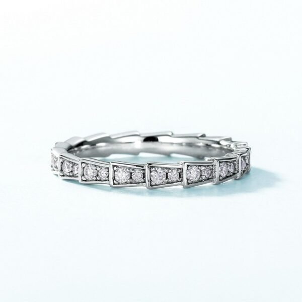 Bamboo single row moissanite ring S925 sterling silver inlaid colorful treasure couple ring simple light luxury - Image 3
