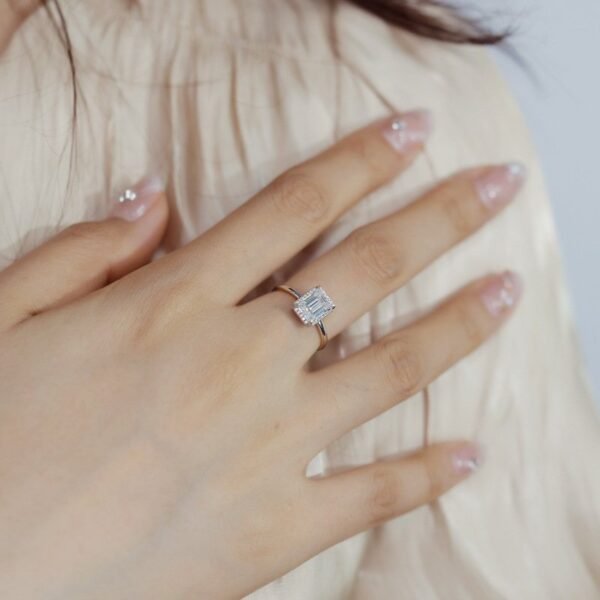 Classic Cube Sugar Moissanite Ring Women's S925 Silver with Brilliant Moissan Proposal Finger Ring Light Luxury Customized - Image 3