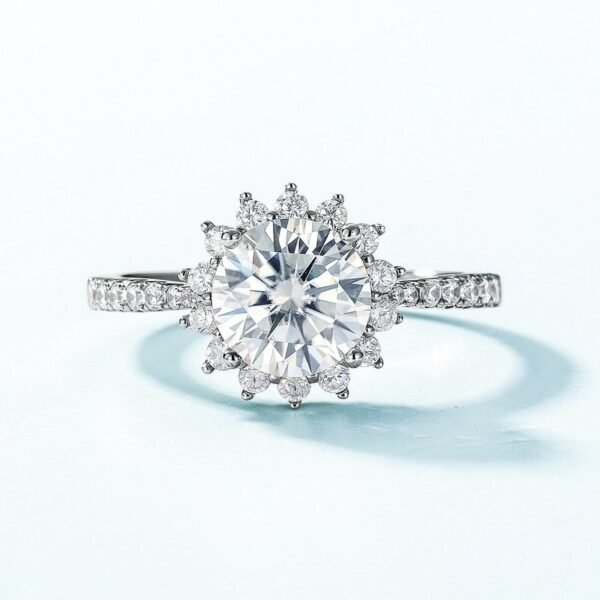 Hot pick sunflower radiant moissanite ring S925 silver inlaid D color moissan couple engagement ring fashion - Image 3