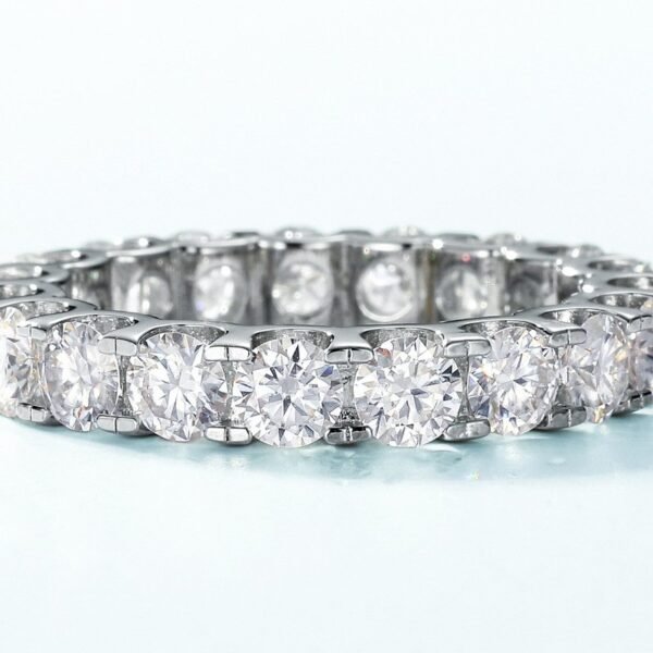 Hot pick light luxury design full diamond row set moissanite ring female S925 silver sparkling colorful diamond ring wind - Image 3