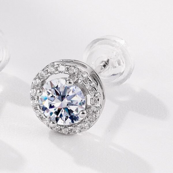 S925 silver moissanite round package set earrings female fashion personality temperament silver earrings - Image 3