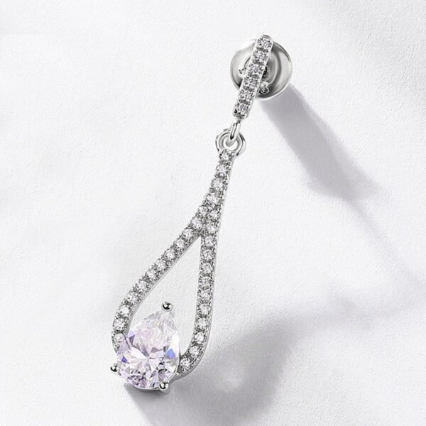S925 silver moissanite earrings super flash long niche premium sense ins high cold wind earrings - Image 3