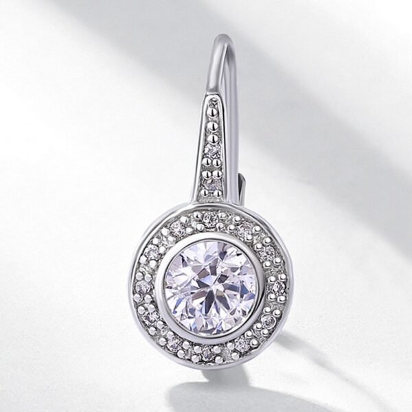 Moissanite earrings S925 silver surrounded by full of diamonds fashion ear hooks simple and light luxury personality versatile - Image 3
