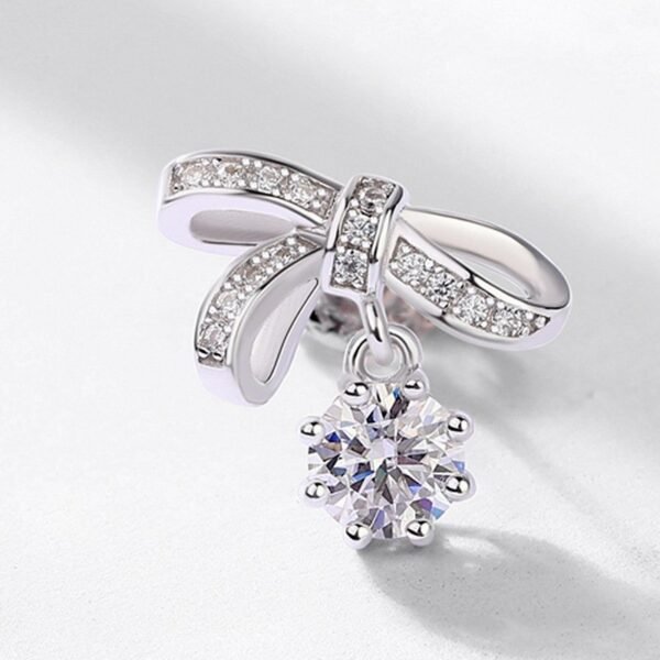Bow tie moissanite diamond earrings female S925 silver inlaid radiant colorful treasure earrings light luxury fashion - Image 3