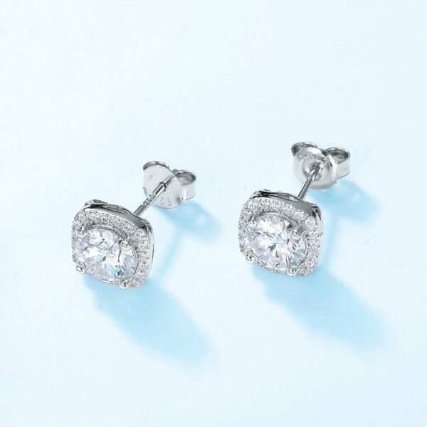 Sparkling radiant moissanite earrings S925 silver full inlaid colorful treasure earrings atmosphere fashionable and versatile - Image 3