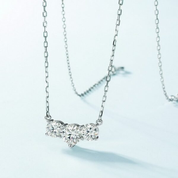 Eternal Sparkling Moissanite Necklace Women S925 Silver Three Lives Pact Radiant Moissan Chain - Image 3