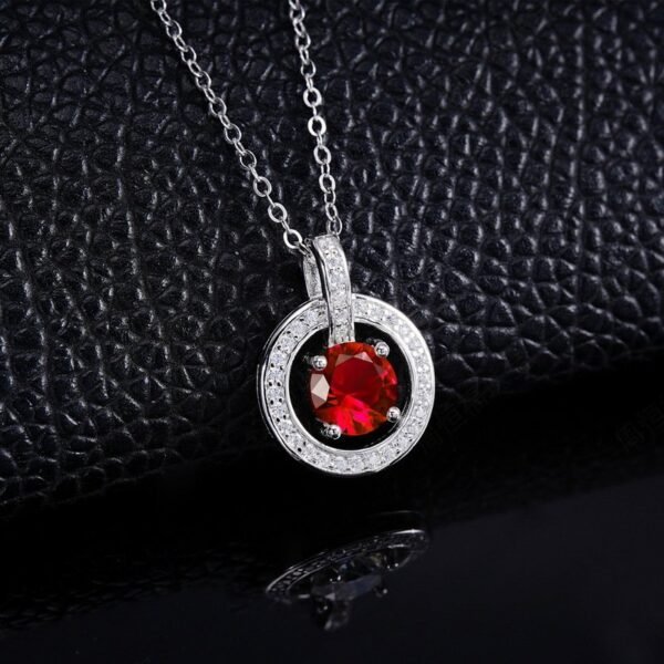 The section circle cultivation ruby sterling silver necklace S925 silver with cultivation colorful treasure full of diamonds collarbone chain customized - Image 3