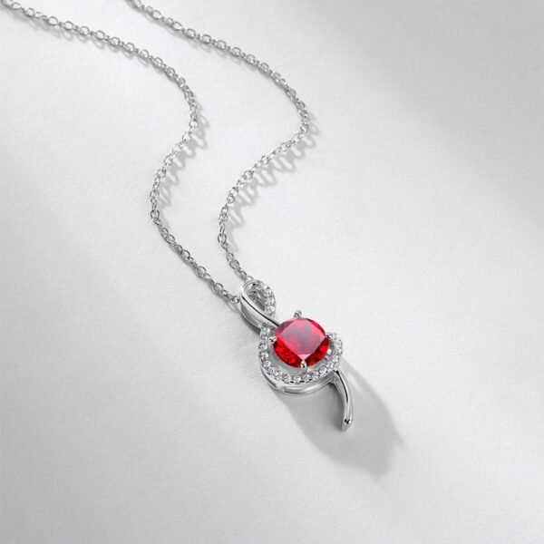 Beautiful note cultivation ruby necklace women S925 silver with cultivation color treasure collarbone chain fashion - Image 3