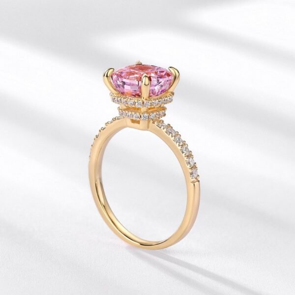 S925 silver inlaid high carbon diamond ring women's exquisite cold style plated 18k gold finger diamond ring - Image 3