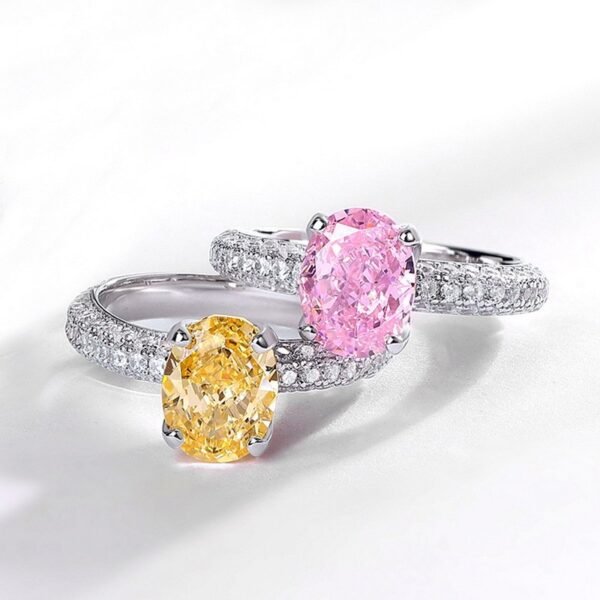 S925 Silver High Carbon Diamond Ring Simple Egg Shape 4 Carat Fashion Minimalist Silver Ring ins - Image 3