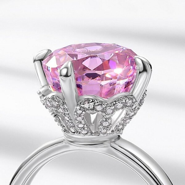 New S925 sterling silver ring set 10_10 pink pigeon egg wind popular hand jewelry - Image 3